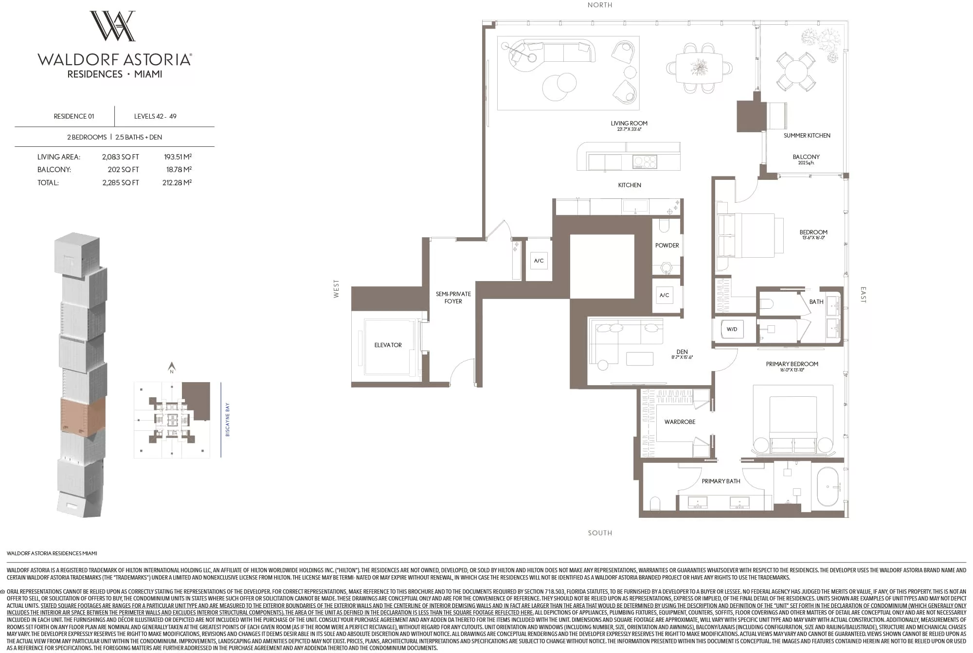Waldorf Astoria Residences Miami — plano 1